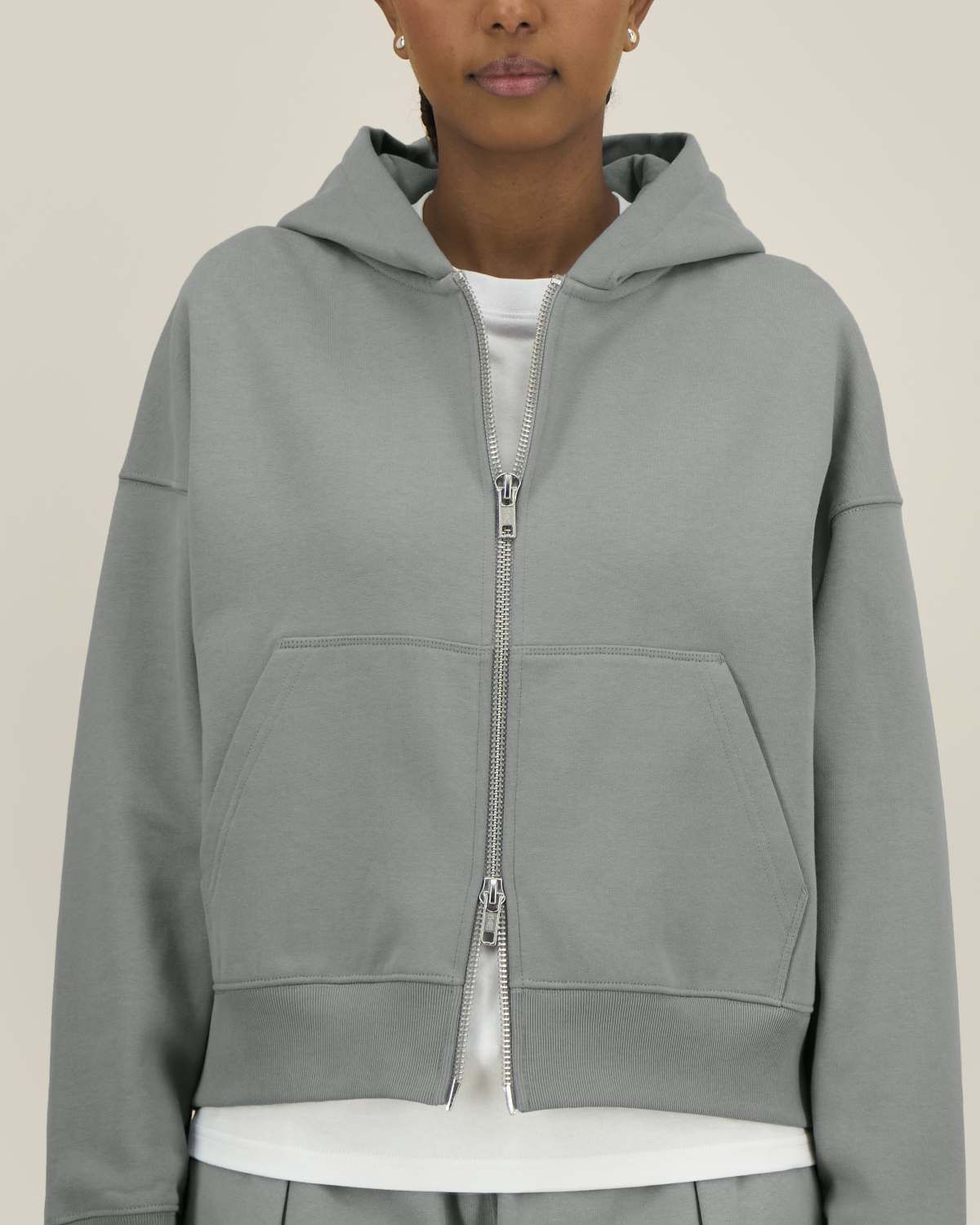 Felpa zip & cappuccio cotone riciclato unisex