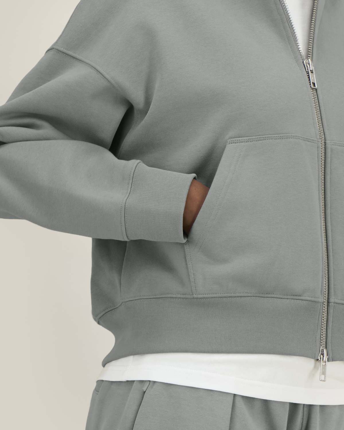 Felpa zip & cappuccio cotone riciclato unisex