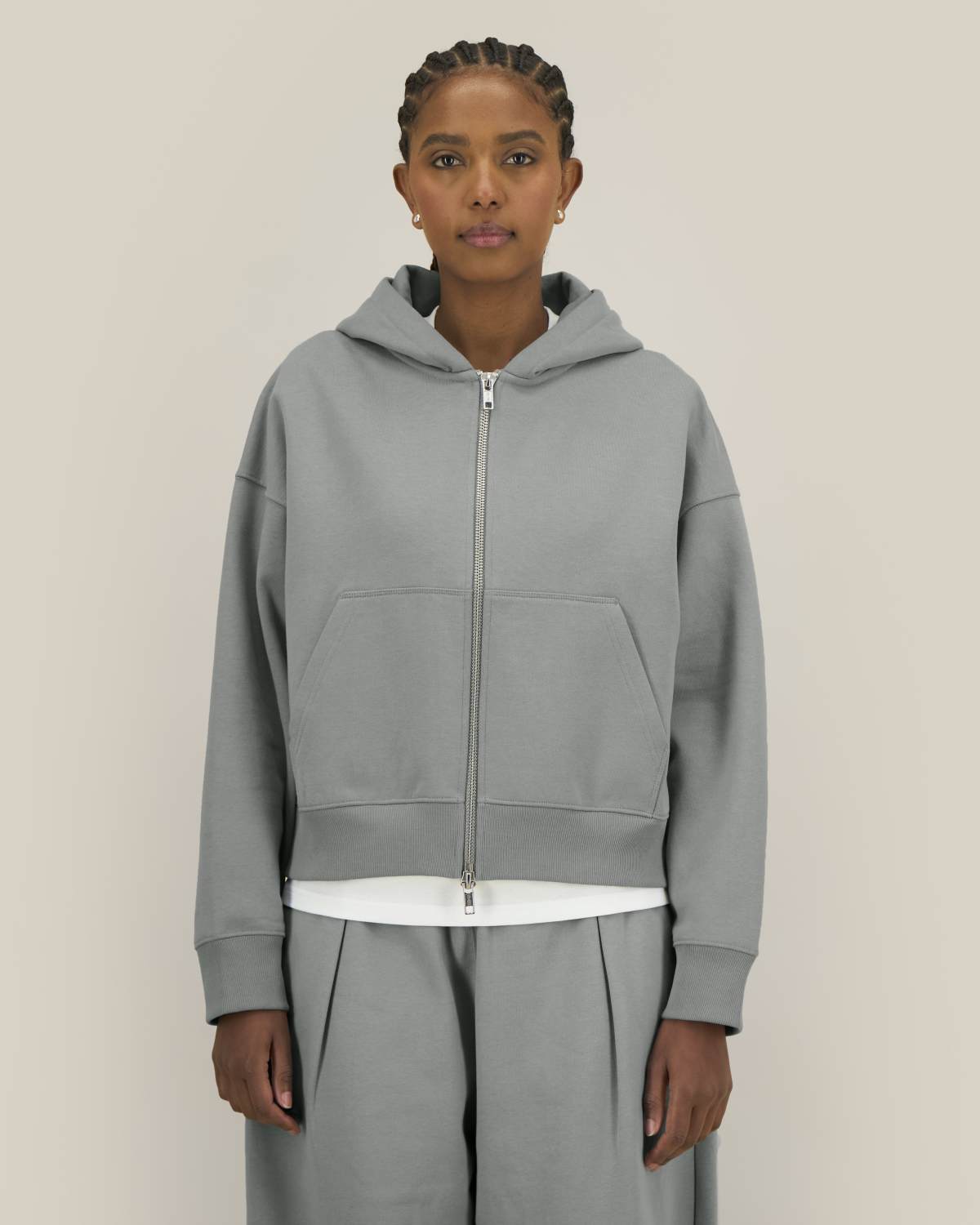 Felpa zip & cappuccio cotone riciclato unisex