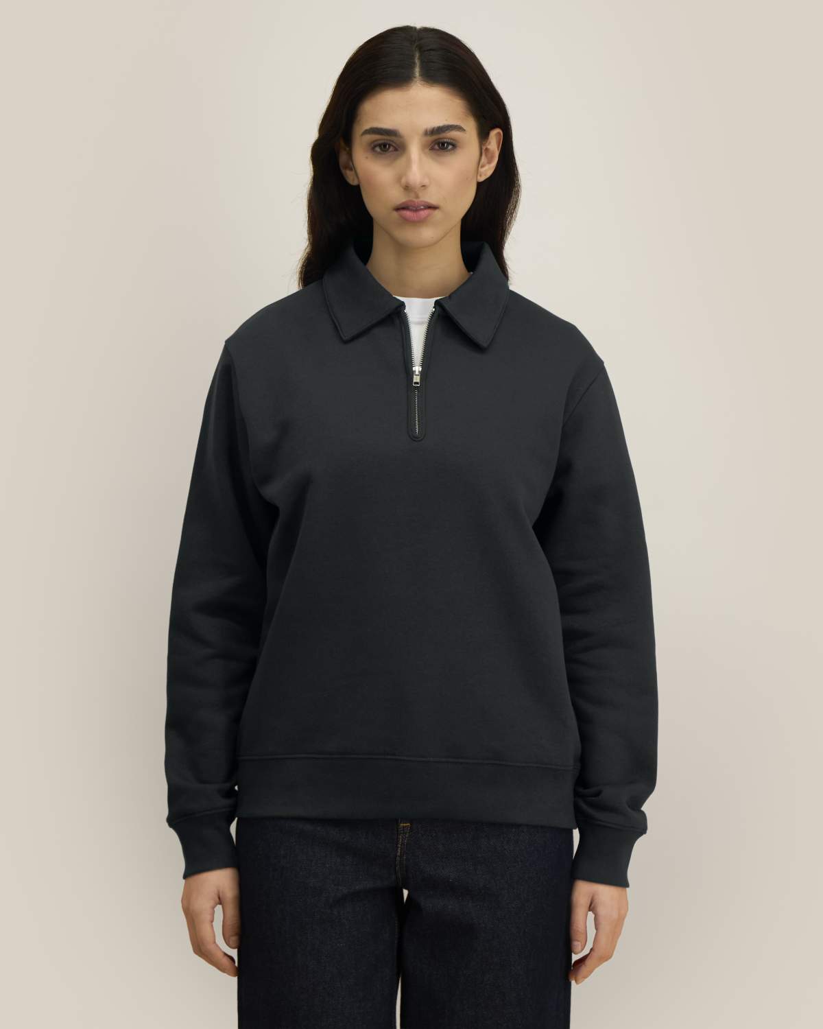 Felpa con colletto e zip unisex