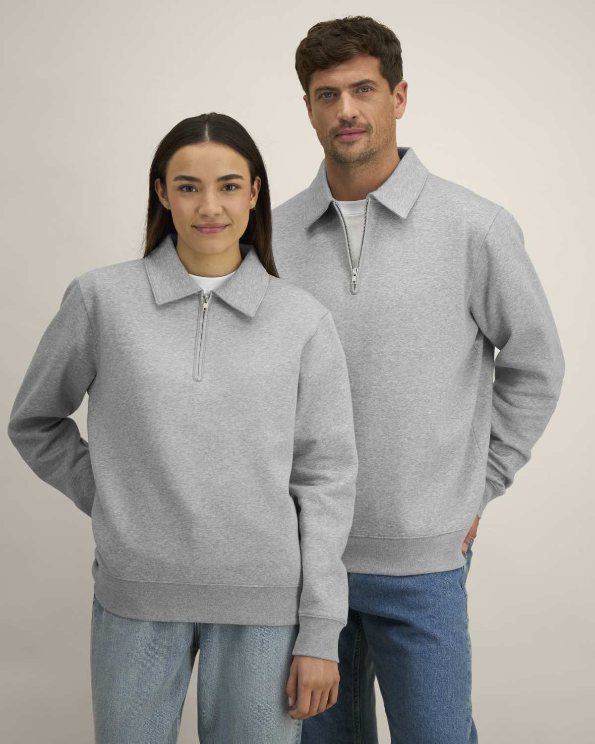 Felpa con colletto e zip unisex