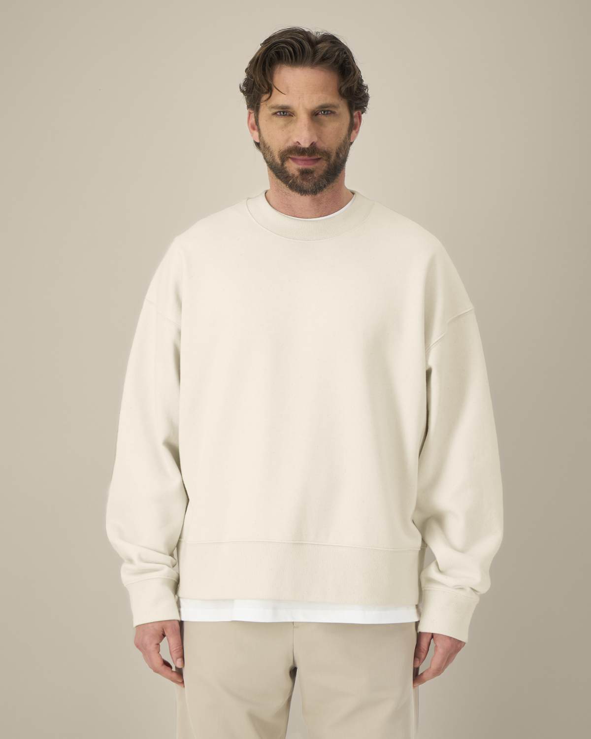 Felpa girocollo boxy in cotone riciclato unisex