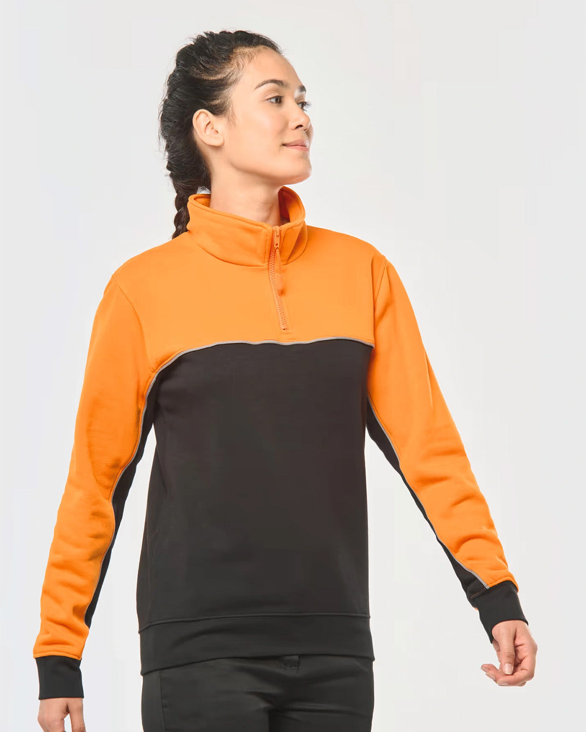 Felpa bicolore con zip 3/4 Unisex