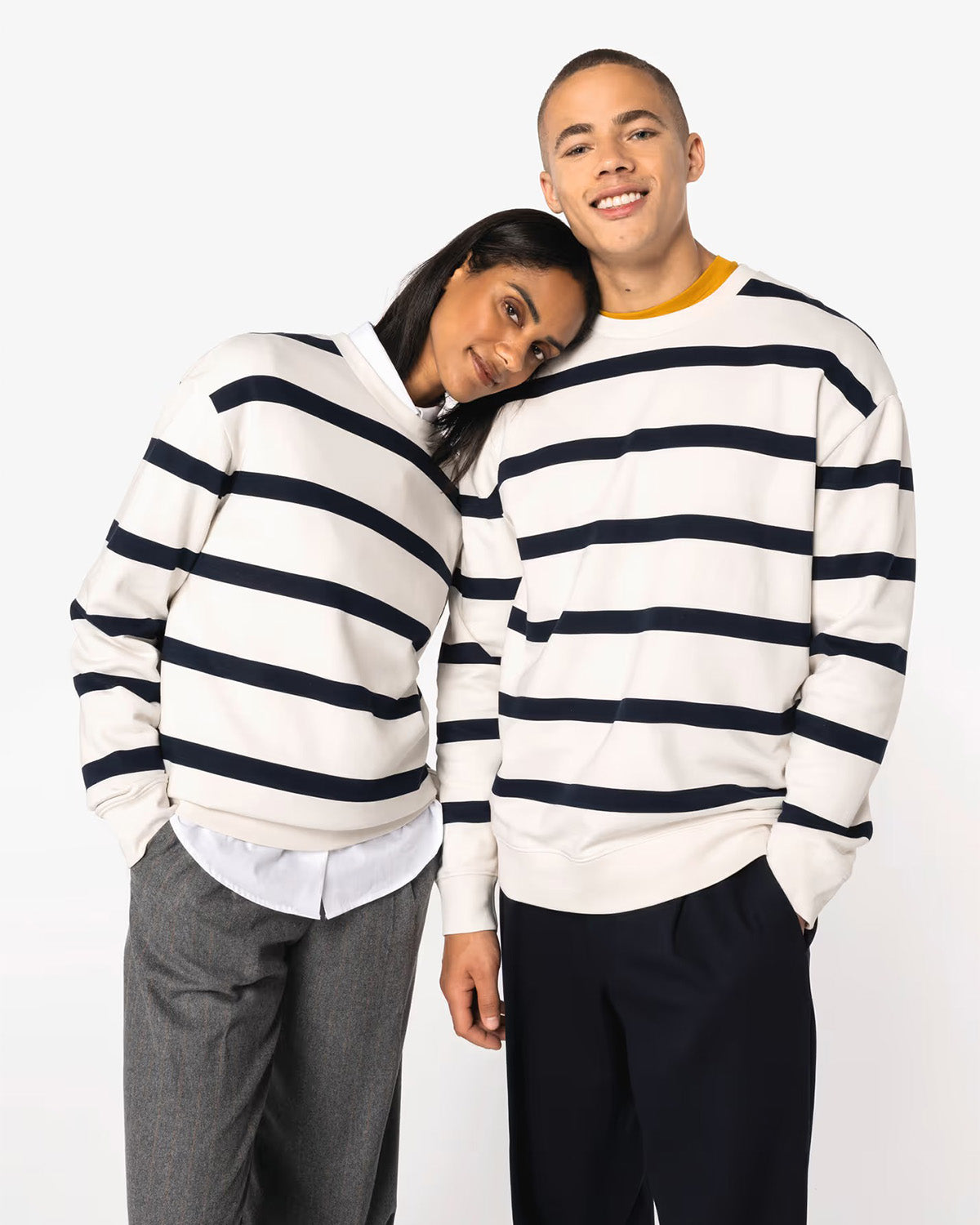 Felpa girocollo a righe unisex