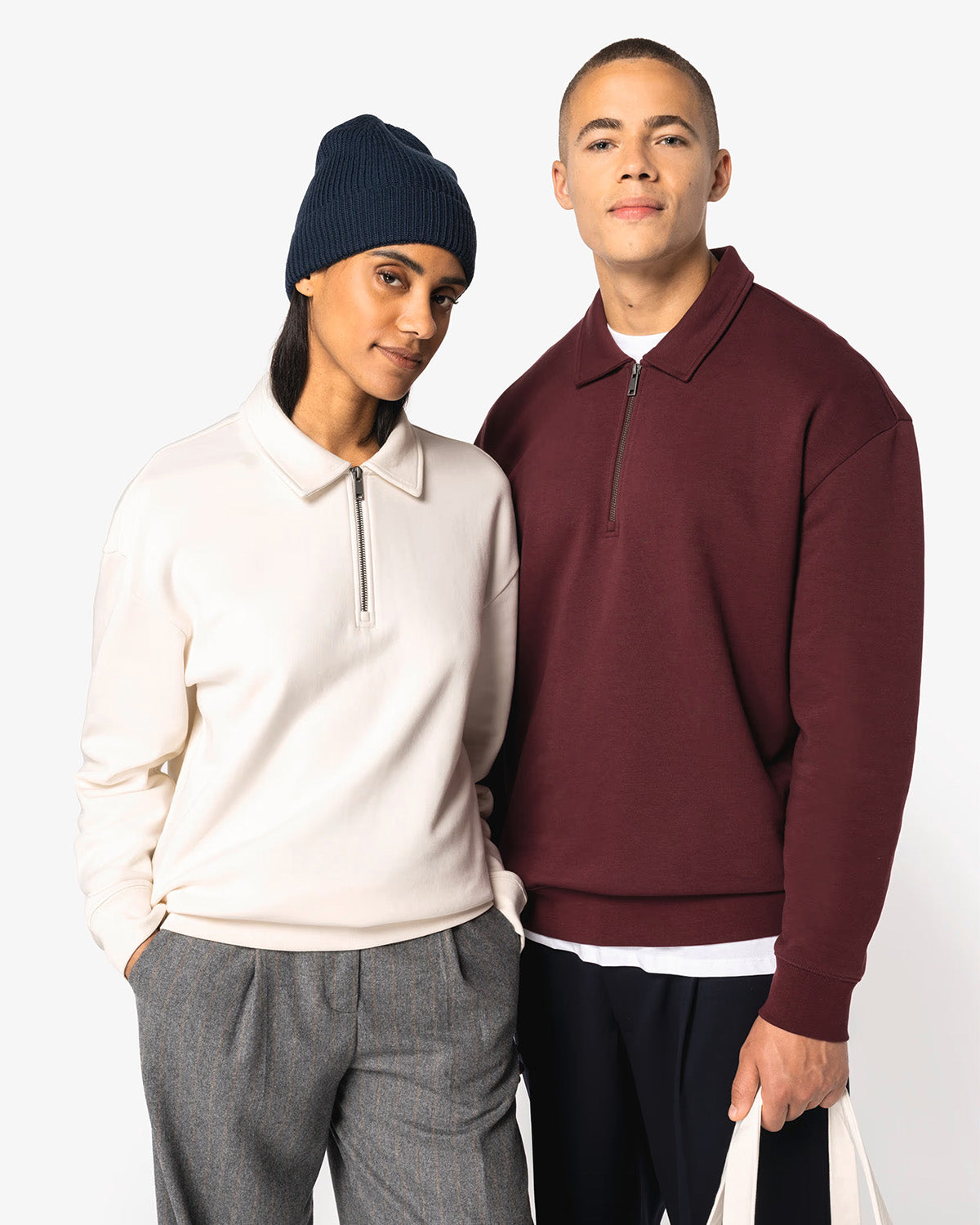 Felpa zip 1/4 con colletto unisex