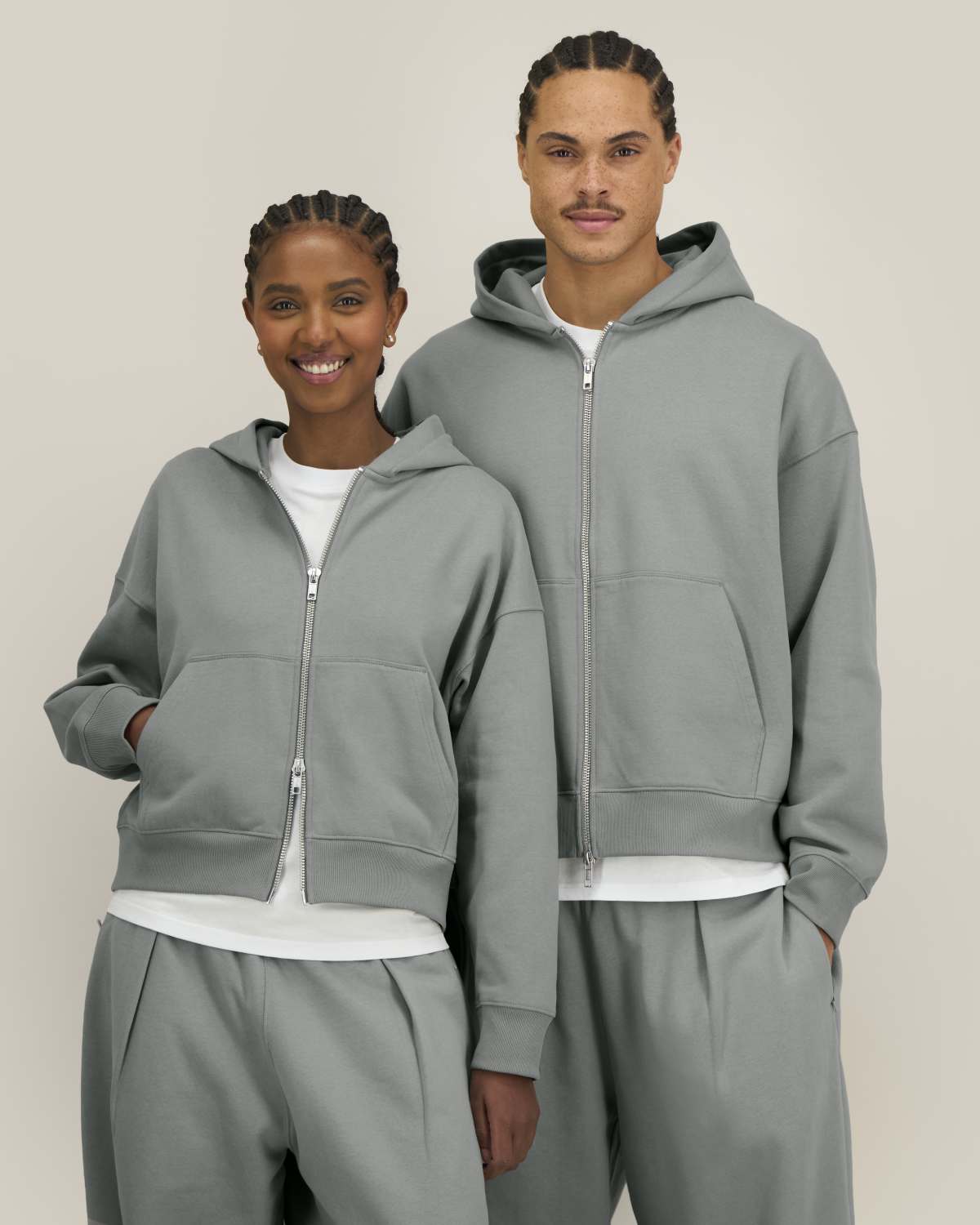 Felpa zip & cappuccio cotone riciclato unisex