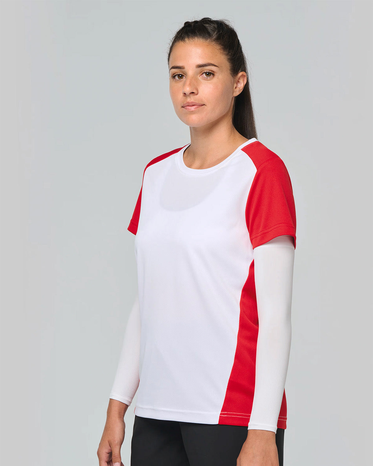 T-shirt sportiva bicolore riciclata Donna