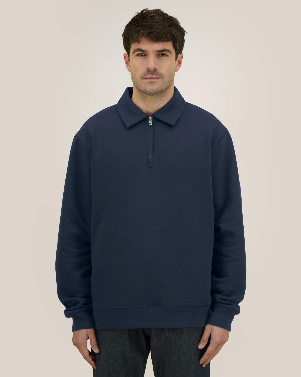 Felpa con colletto e zip unisex