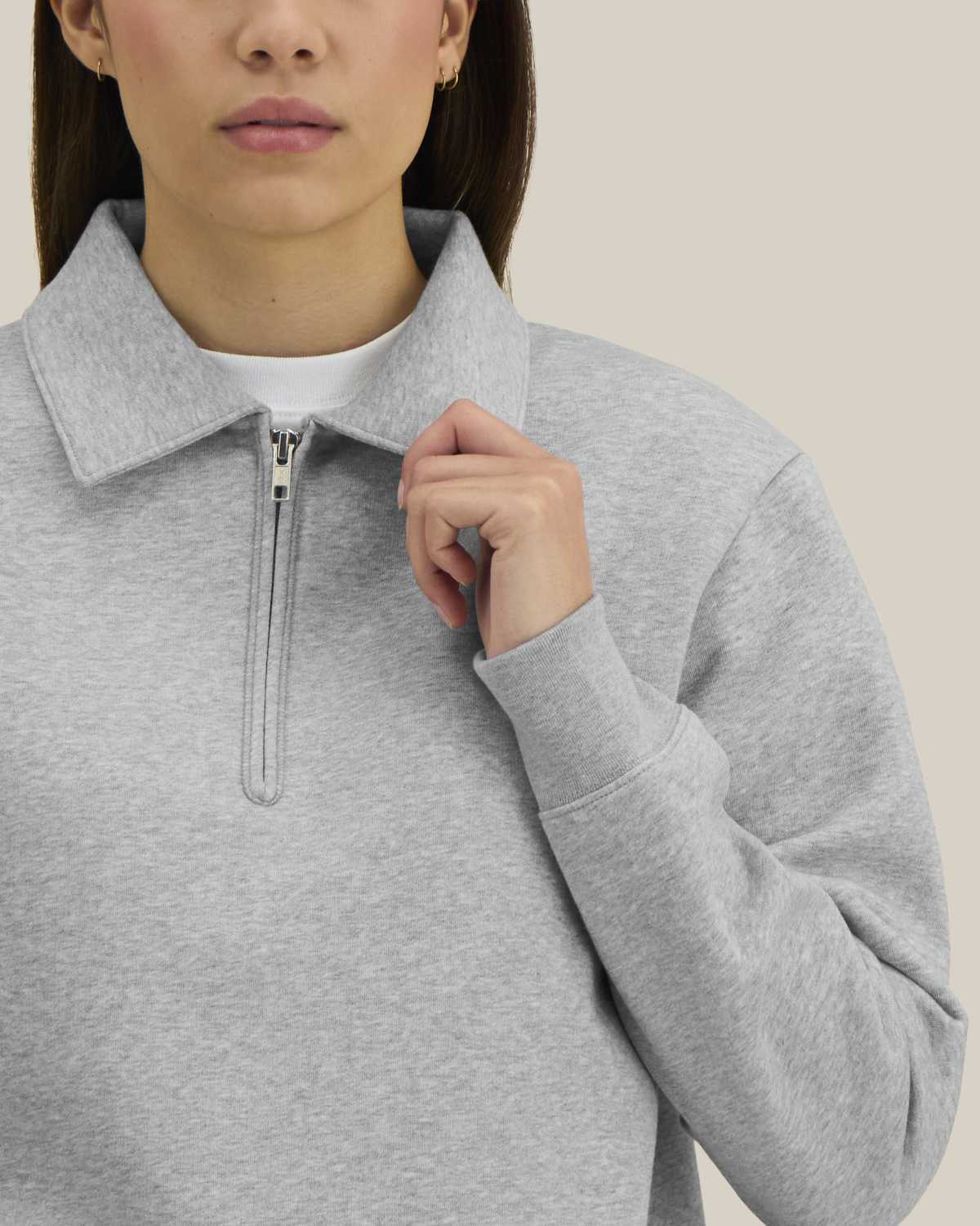 Felpa con colletto e zip unisex