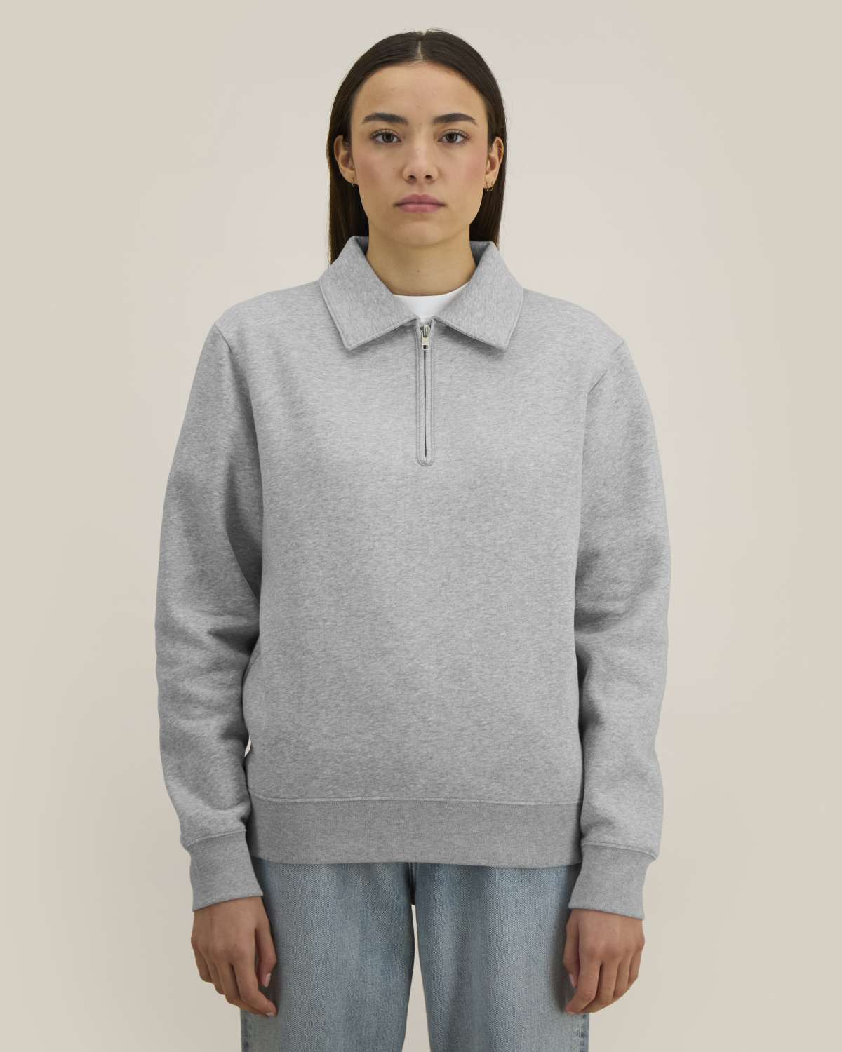 Felpa con colletto e zip unisex