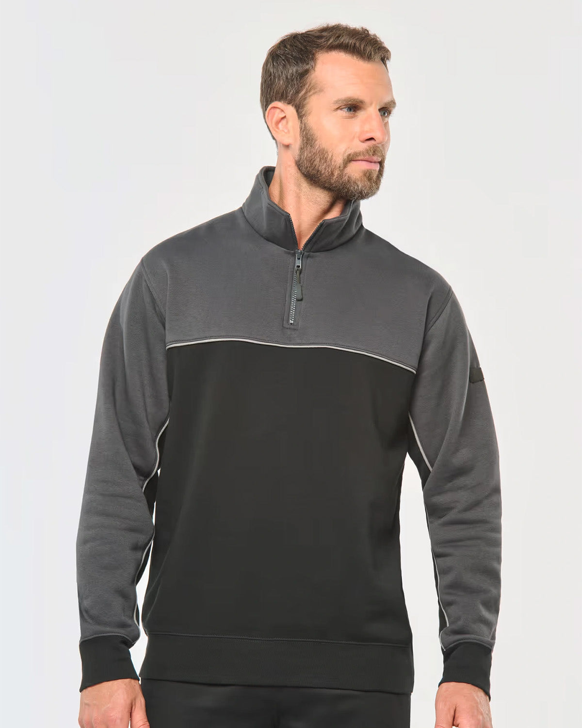 Felpa bicolore con zip 3/4 Unisex