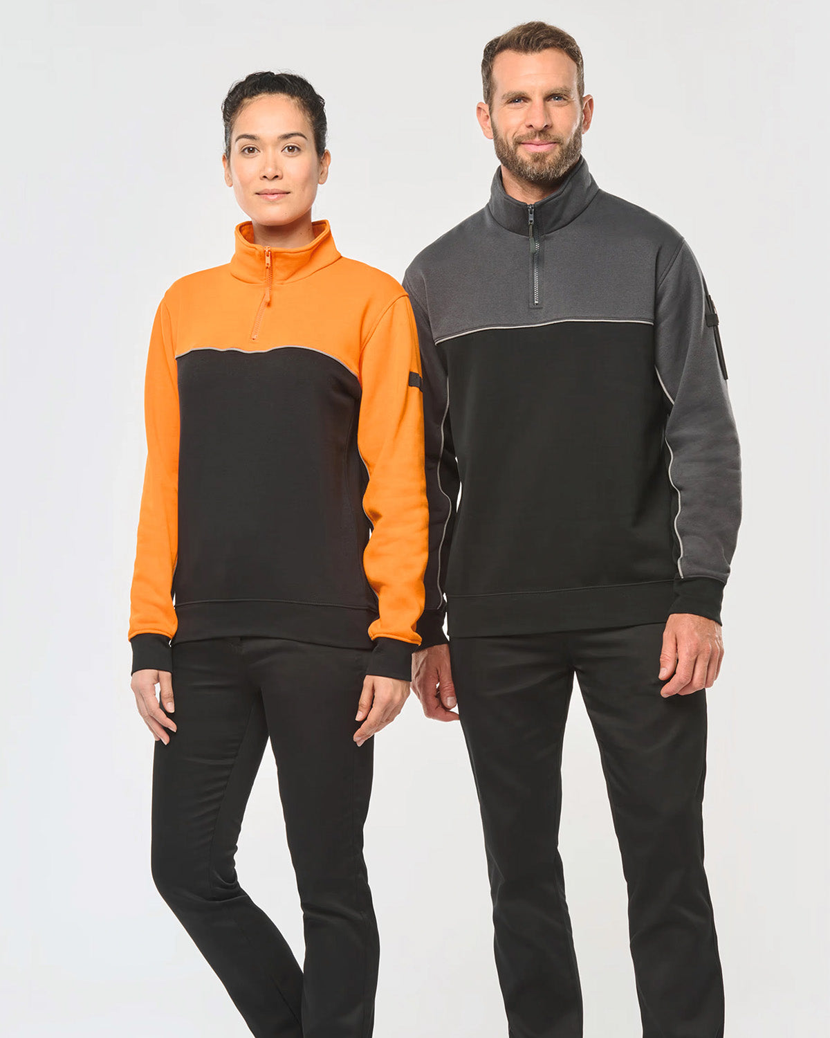 Felpa bicolore con zip 3/4 Unisex