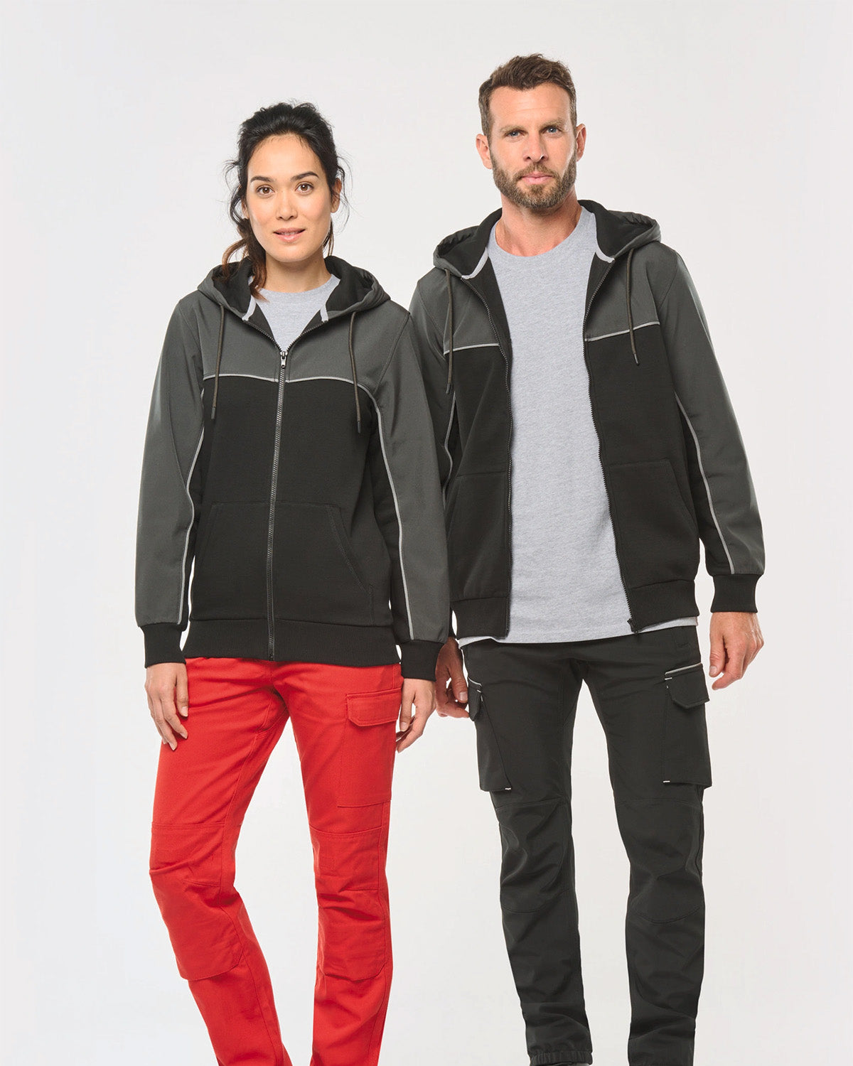 Giacca in felpa bicolore con zip e cappuccio Unisex