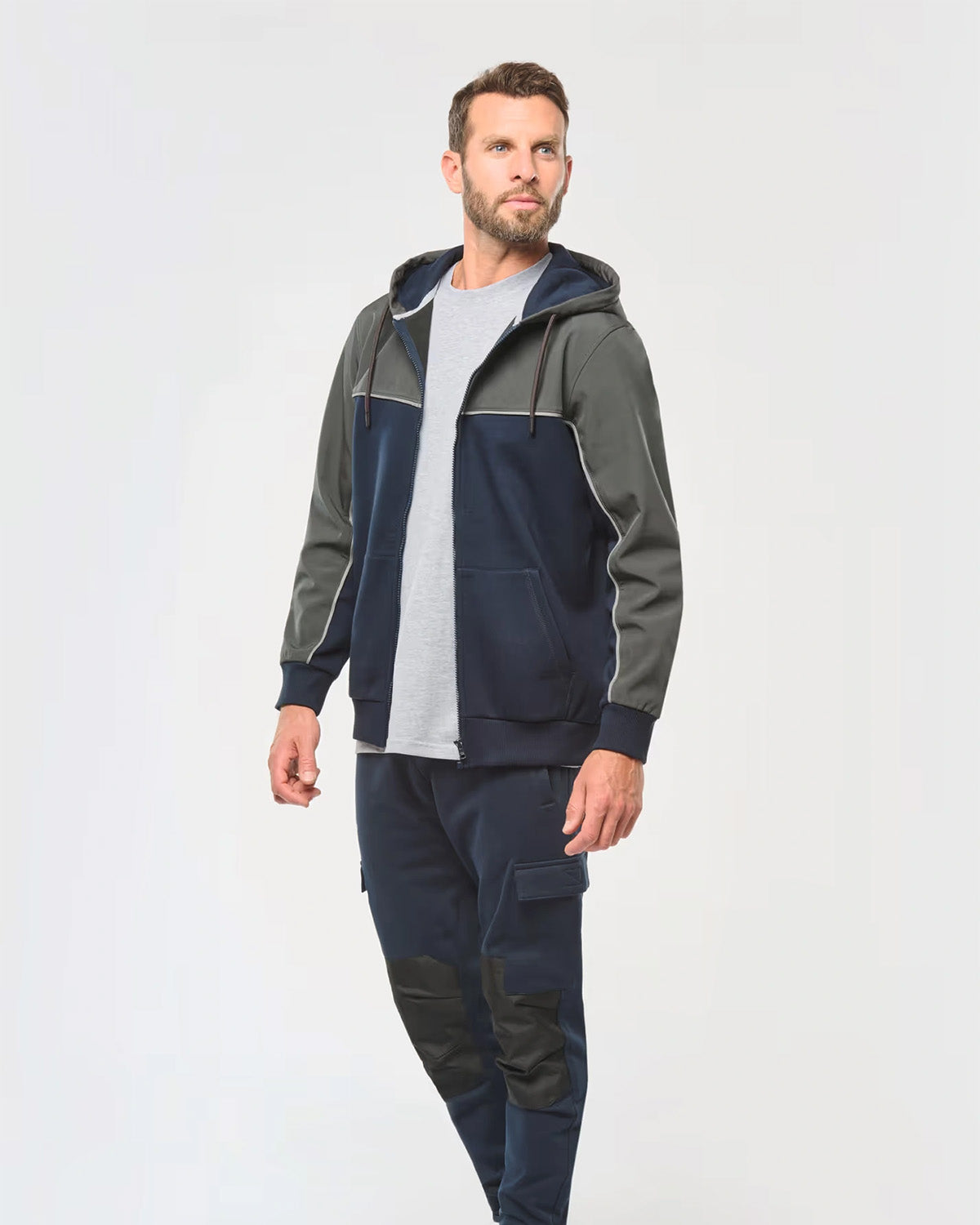 Giacca in felpa bicolore con zip e cappuccio Unisex