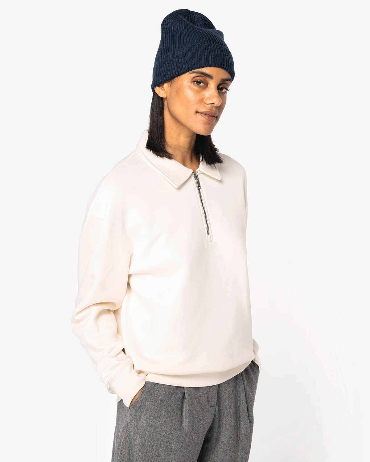 Felpa zip 1/4 con colletto unisex