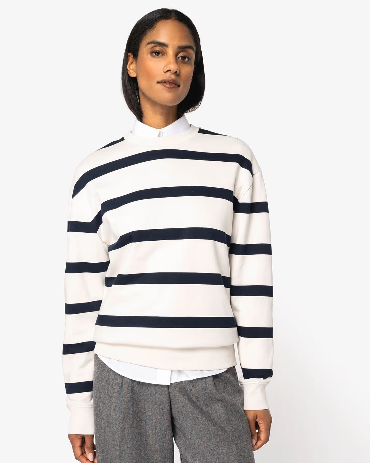 Felpa girocollo a righe unisex